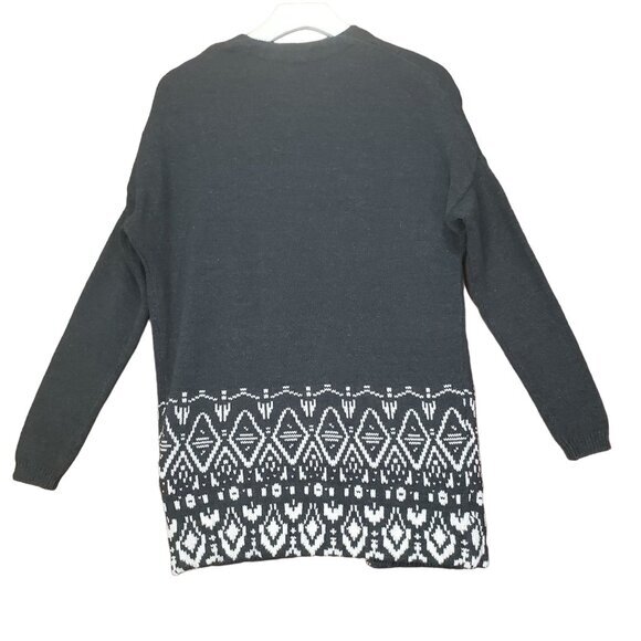 OLD NAVY Womens Cardigan SZ XS Open‎ Front Knit Gray White Southwestern Academia - Picture 2 of 8